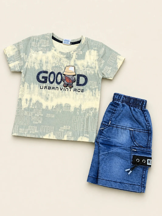 Graphic T-Shirt & Cargo Shorts Set