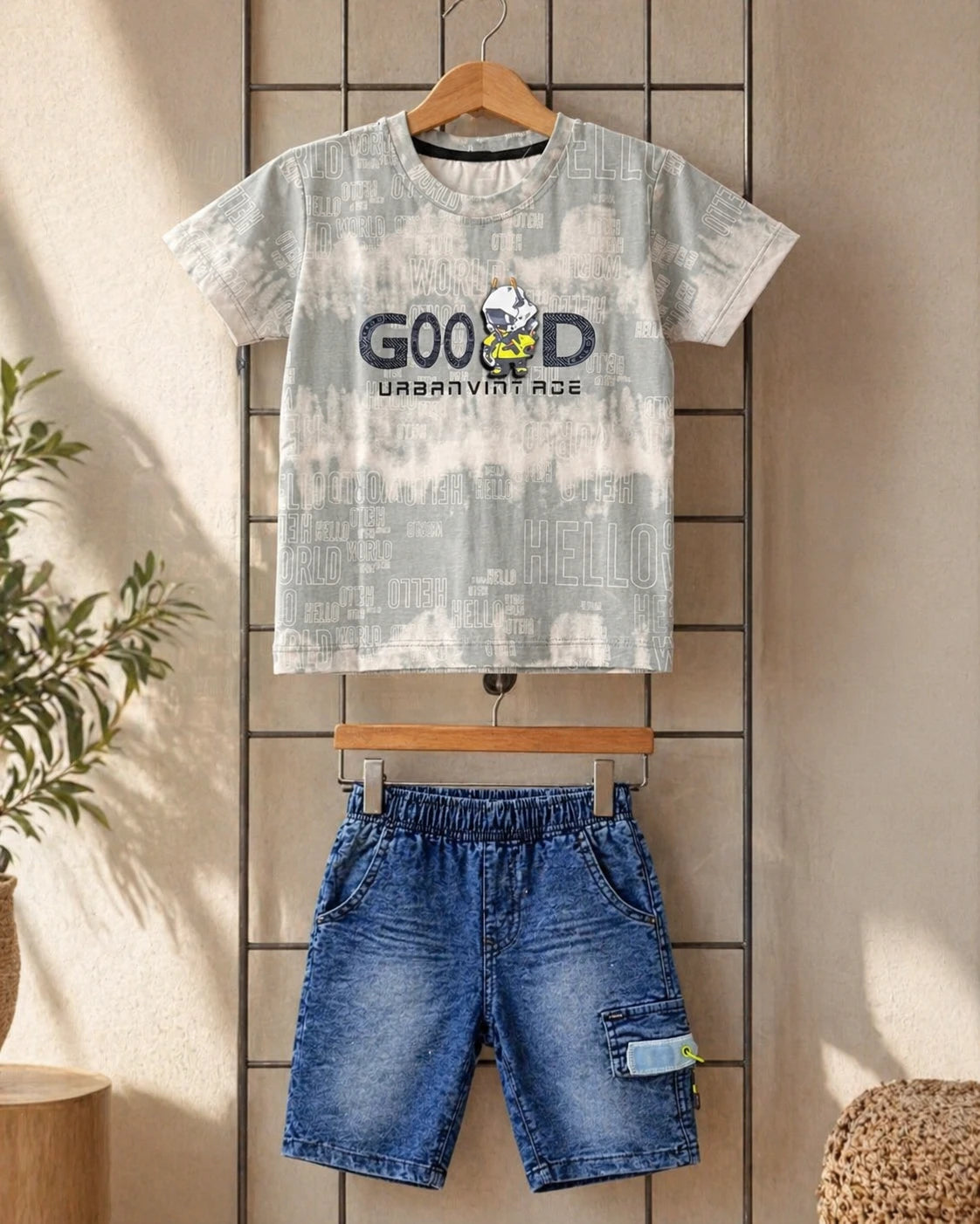 Graphic T-Shirt & Cargo Shorts Set