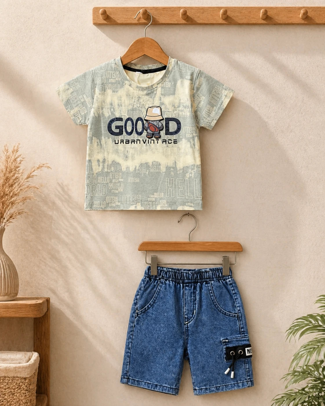 Graphic T-Shirt & Cargo Shorts Set