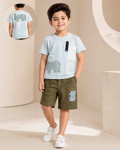 Graphic T-Shirt & Brown Cargo Pants Set