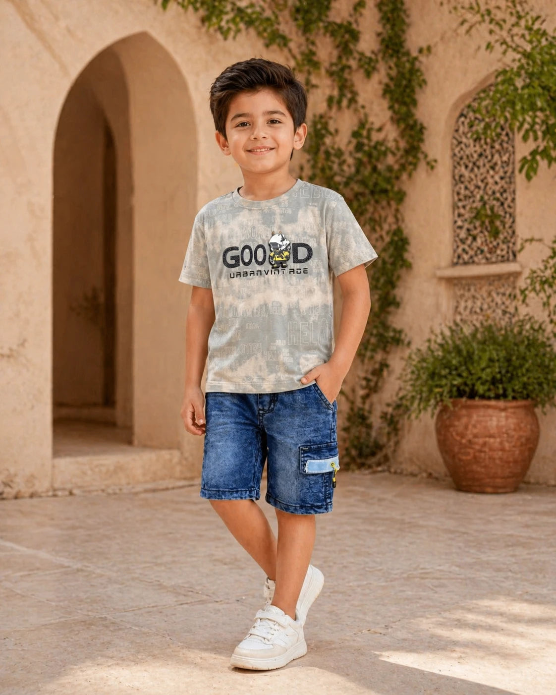 Graphic T-Shirt & Cargo Shorts Set