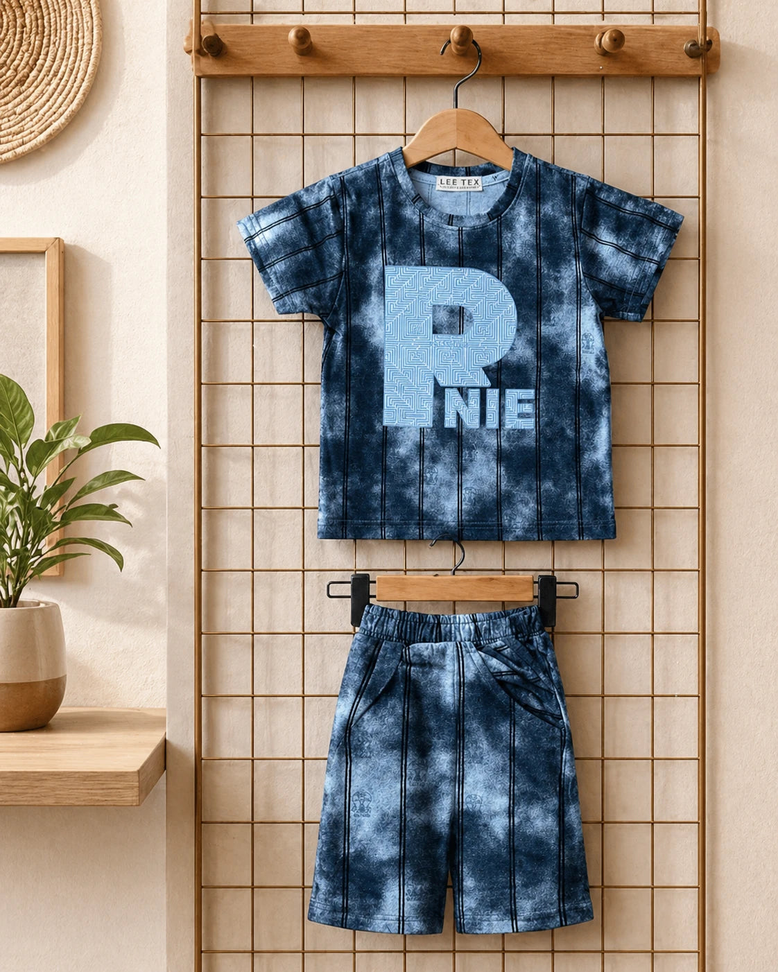 Grey Printed T-Shirt & Shorts Set