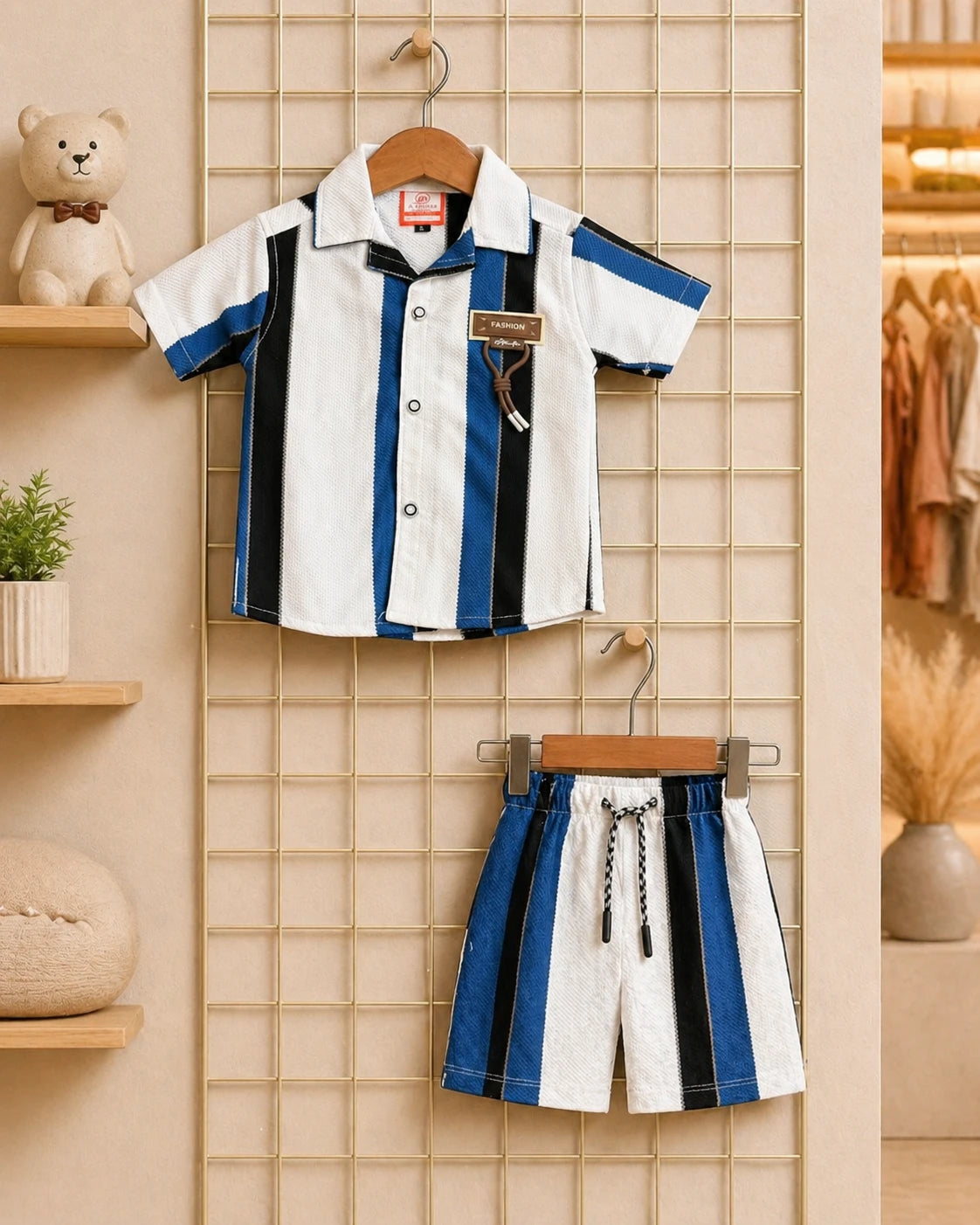 Striped Shirt & Shorts Set