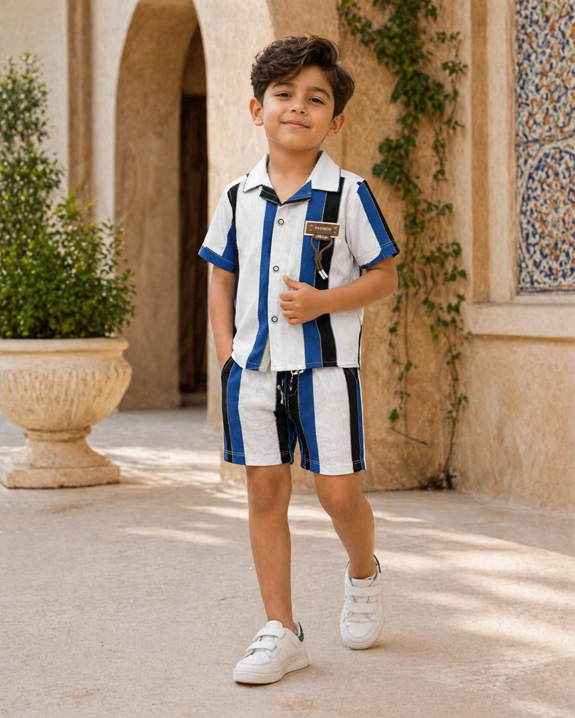 Striped Shirt & Shorts Set